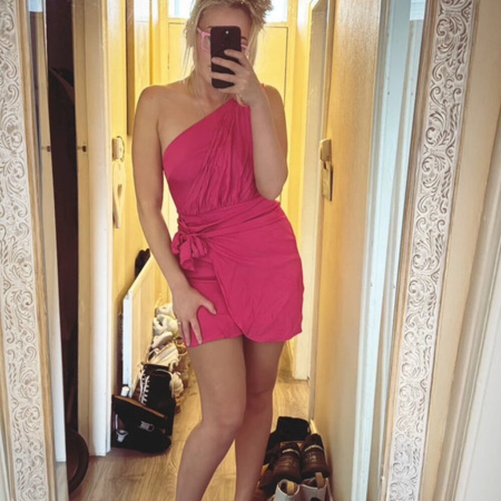 Shein Women’s Pink Wrap One shoulder mini dress - L